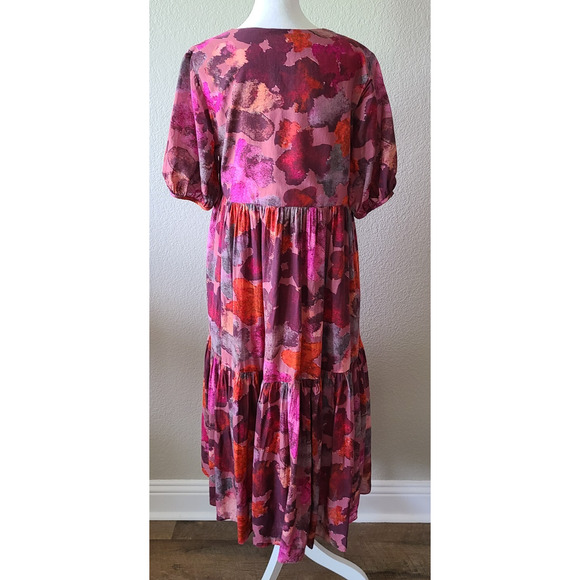 Anthropologie Vibrant Pink and Purple Midi Dress - Picture 6 of 14